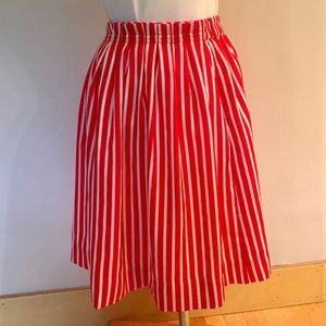 J. Crew Red and White Striped Skirt